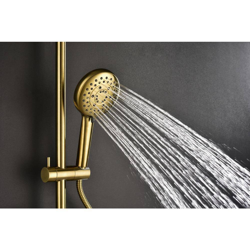 Lukvuzo 4-Spray Multifunction Deluxe Wall Shower System with Adjustable Slide Bar and Soap Dish in Gold HSSA08FS001