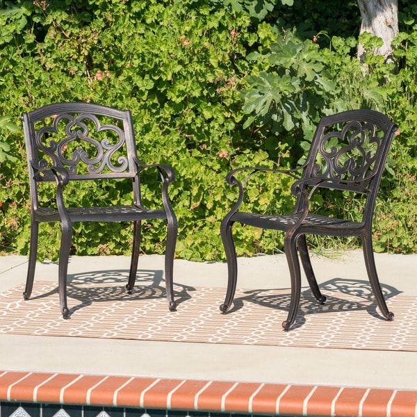 Austin Outdoor 3piece Cast Aluminum Square Bistro Set by Christopher Knight Home