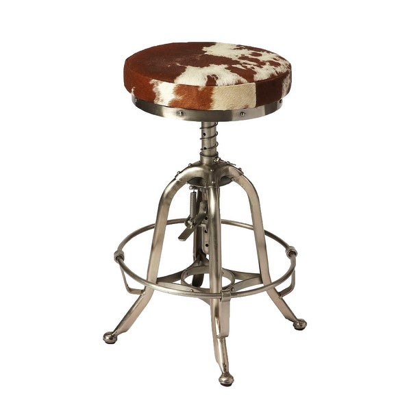 Offex Donovan Modern Hair-On-Hide Round Swivel Barstool - MultiColor - 16