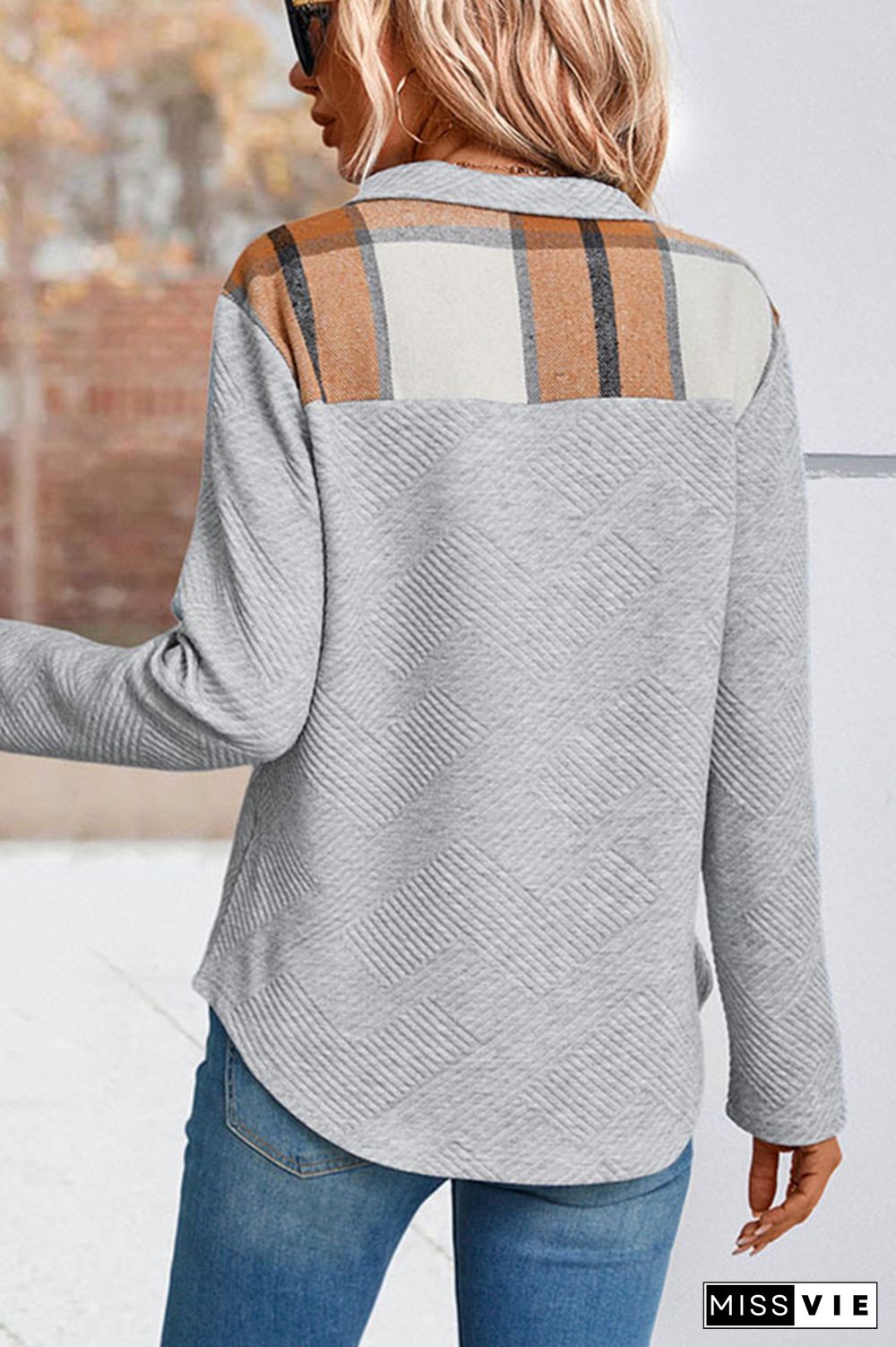 Grey Buttoned Quilted Sweatshirt