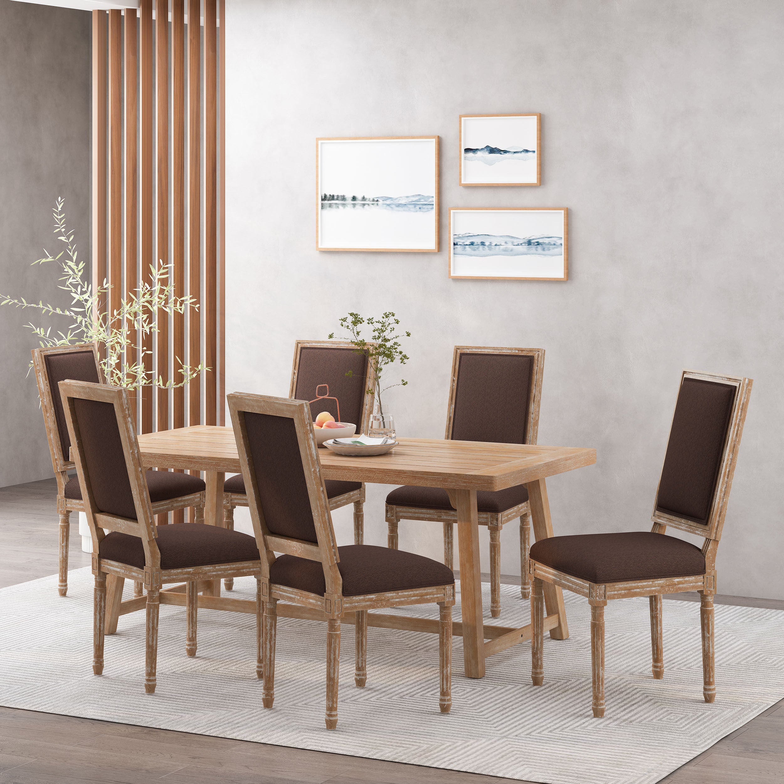 Amy French Country Wood Upholstered Dining Chair (Set of 6)