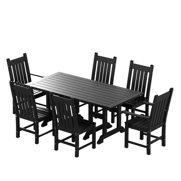 Polytrends Laguna Hdpe All Weather Outdoor Patio Dining Set with Rectangle Table，Side Chairs (7Piece Set)