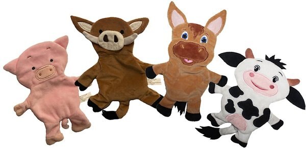 Piggy Poo and Crew Farm Animals Paper Crinkle Squeaker Toy， 4 count