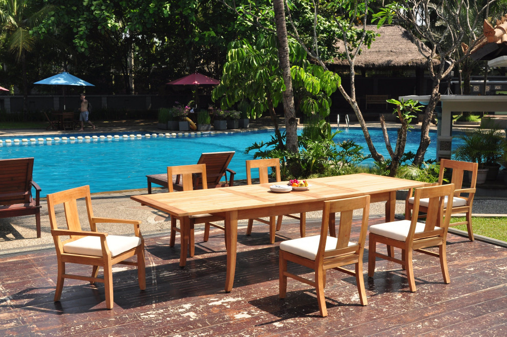 7 Piece Outdoor Teak Dining Set  122 quotX Large Rectangle Table  6 Osbo Chairs   Transitional   Outdoor Dining Sets   by Teak Deals  Houzz