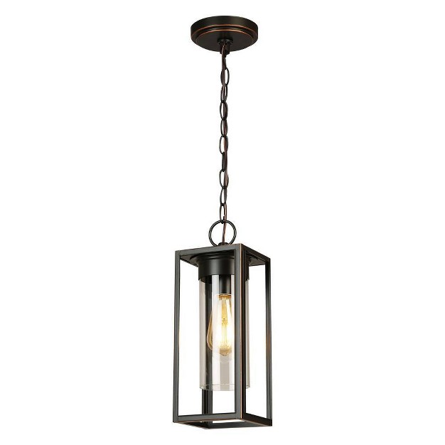 1 light Walker Hill Outdoor Clear Glass Pendant Oil Rubbed Bronze Eglo