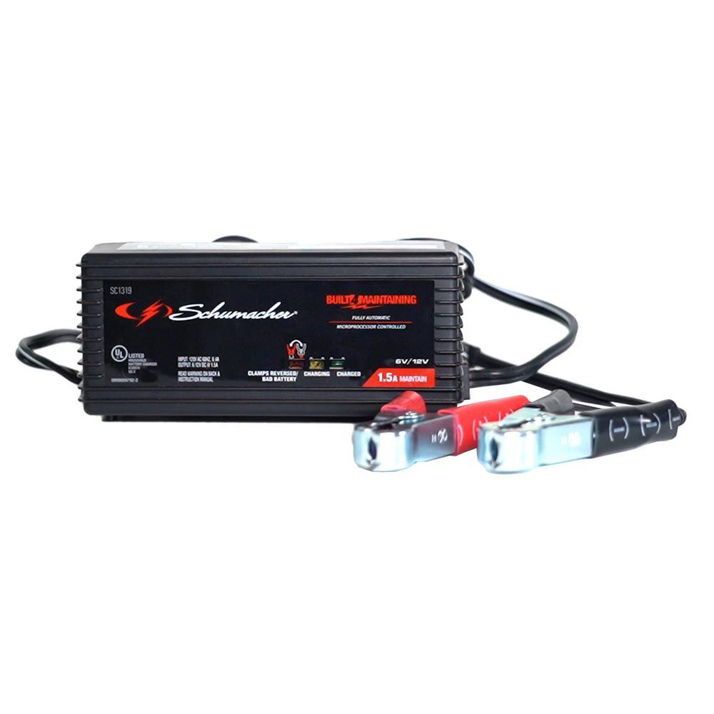 Schumacher Electric Schumacher Automotive 6-Volt12-Volt 1.5-Amp Battery Maintainer with Auto Voltage Detection and Quick-Connect Harness SC1319