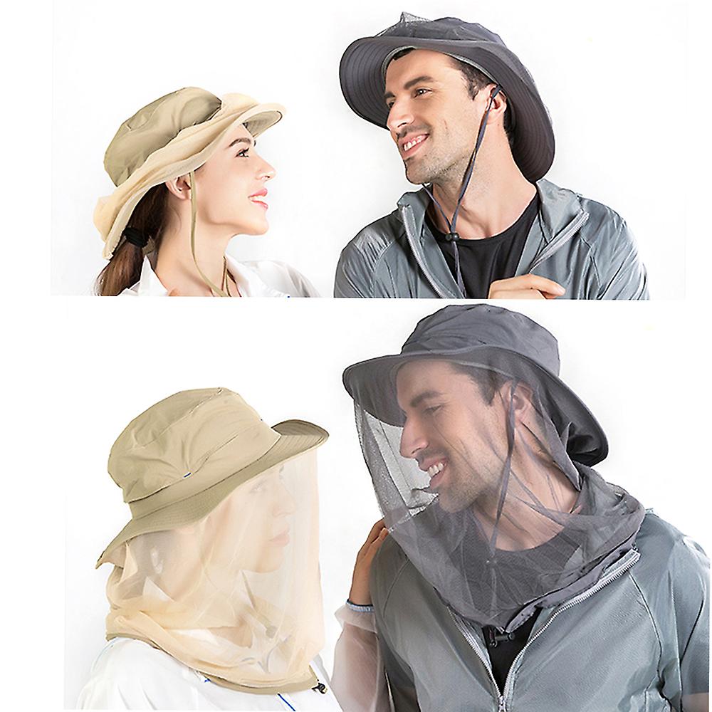 Outdoor Anti-mosquito Mask Hat With Head Net Mesh Face Protection Fishing Sun Hat Cap No.191956