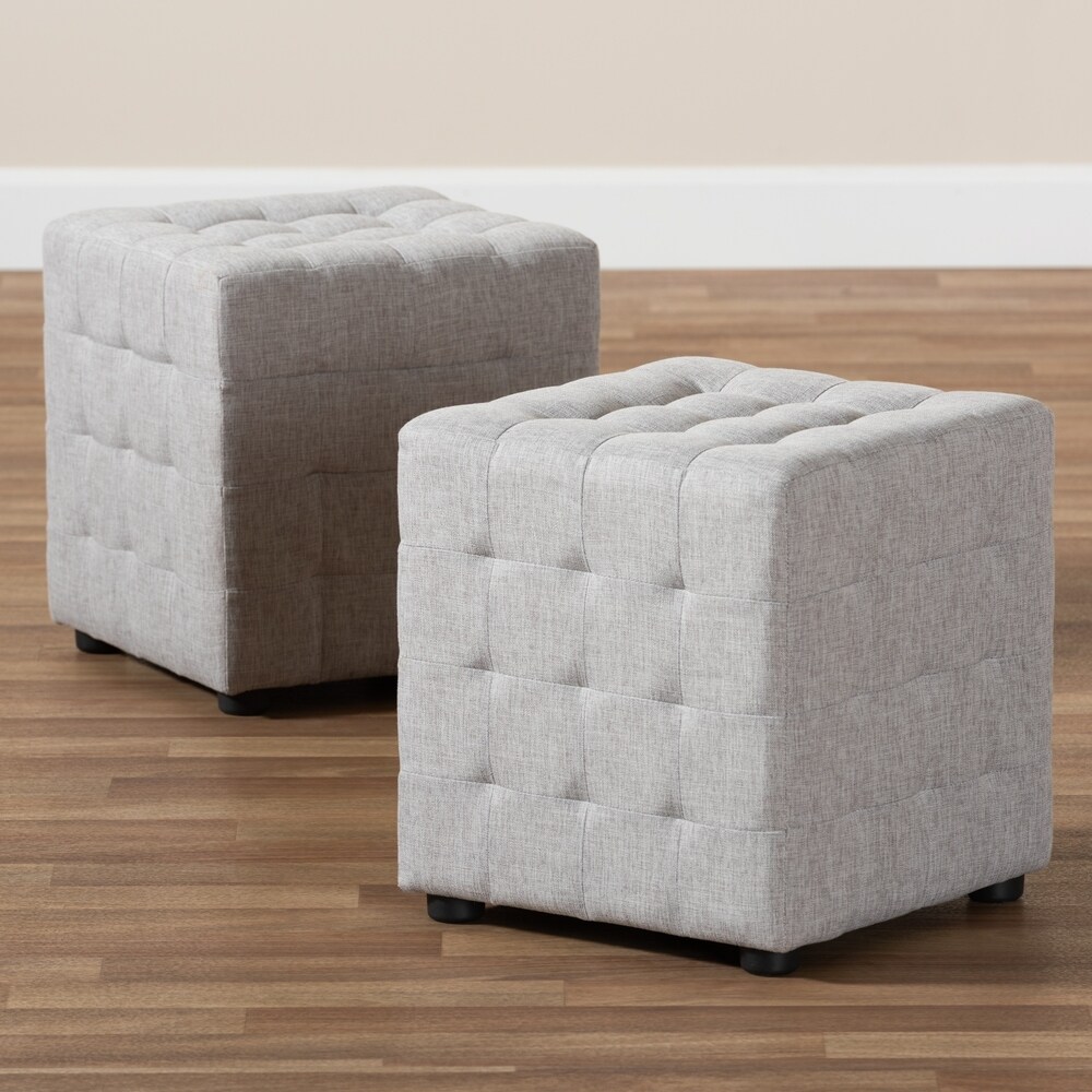 Contemporary Fabric 2 Piece Ottoman Set