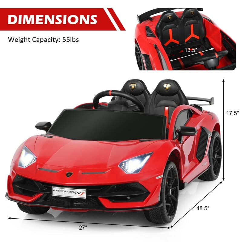 Licensed Lamborghini SVJ Kids Ride-On Car, 12V Battery Powered Sports Car Toy with Trunk & Remote