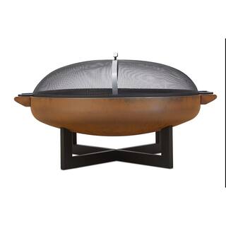 Real Flame La Porte 37 in. L x 37 in. W Outdoor Steel Wood in Rust Burning Fire Pit with Storage Cover 400-RST