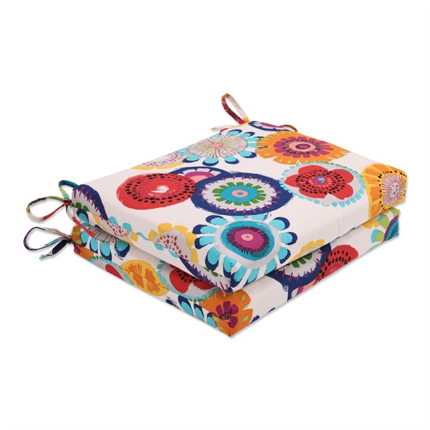 2pc Crosby Floral Outdoor Squared Corners Chair Cushions Pillow Perfect