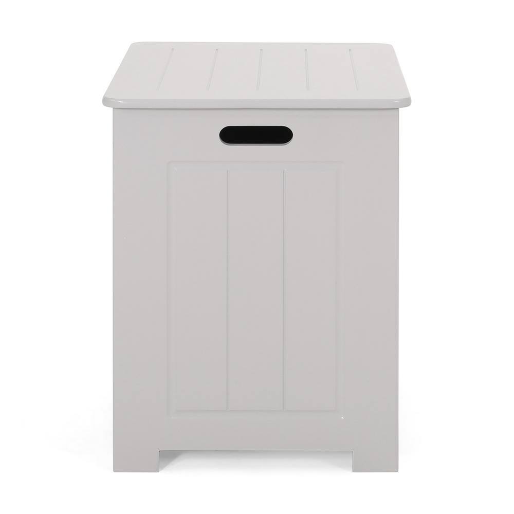 Noble House Killarney Light Grey Wood Laundry Hamper Water Resistant with Lid 70265