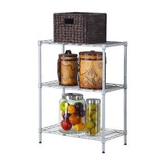 Karl home Silver 3-Tier Heavy Duty Steel Freestanding Garage Storage Shelving Unit (13.39 in. W x 31.5 in. H x 23.23 in. D) 302992573303