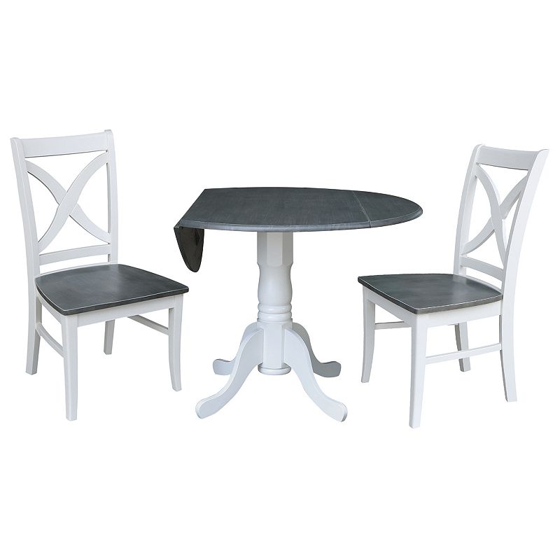 International Concepts Dual Drop Leaf Dining Table and X-Back Chair 3-piece Set