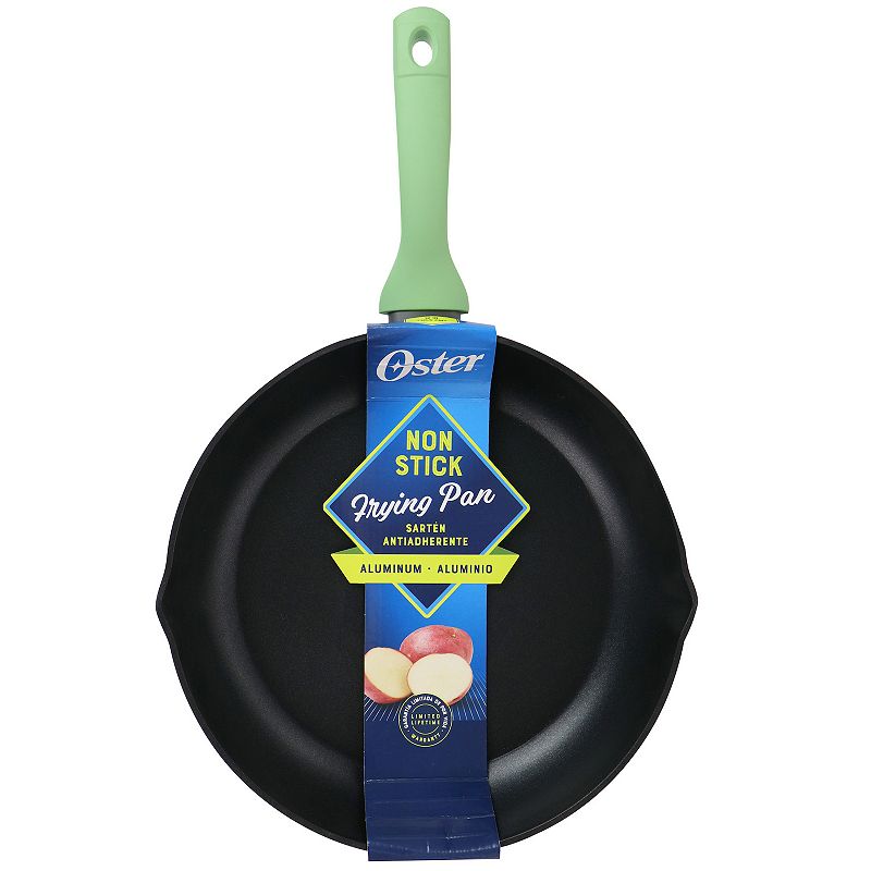 Oster Cocina Rigby 12 Inch Aluminum Nonstick Frying Pan in Green with Pouring Spouts