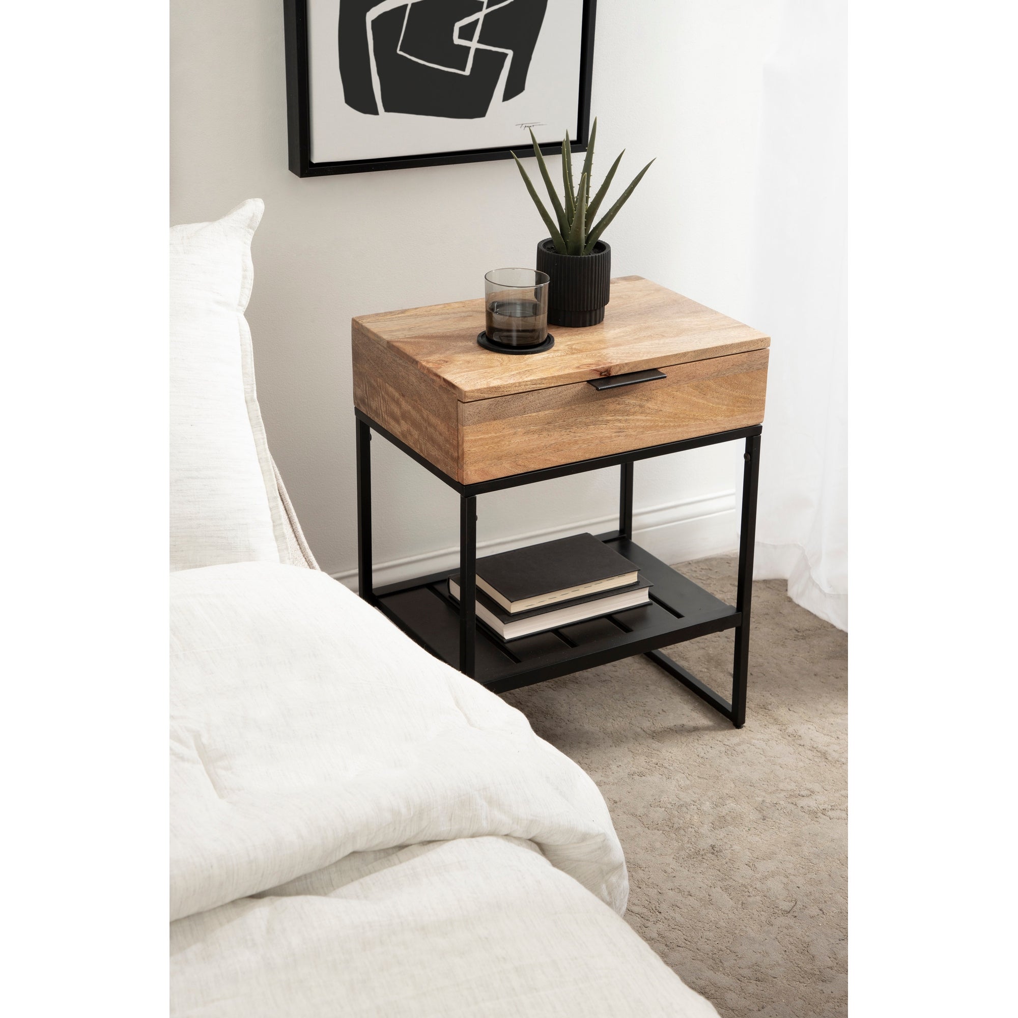 Kate and Laurel Malone Wood and Metal Side Table