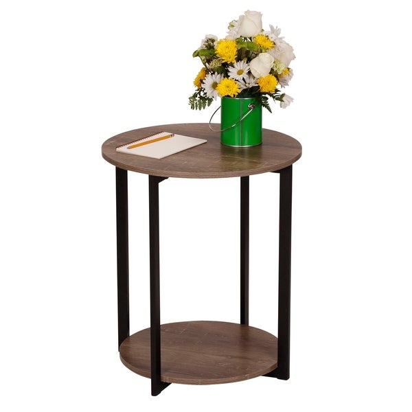 Carbon Loft Mullis Ashwood Round Double Tier End Table