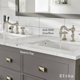 Eviva Artemis 48 in. W x 22 in. D x 33.7 in. H Bath Vanity in Gray with Carrara Marble Vanity Top in White with Double Sinks TVN313-48GR-DS