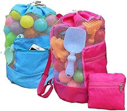 Pink Fashionable And Durable Beach Backpack For Kids， Mesh Beach Backpack， Beach Toy Bag， Swimming Children's Toy Ball Backpack， Drawstring Storage Ba