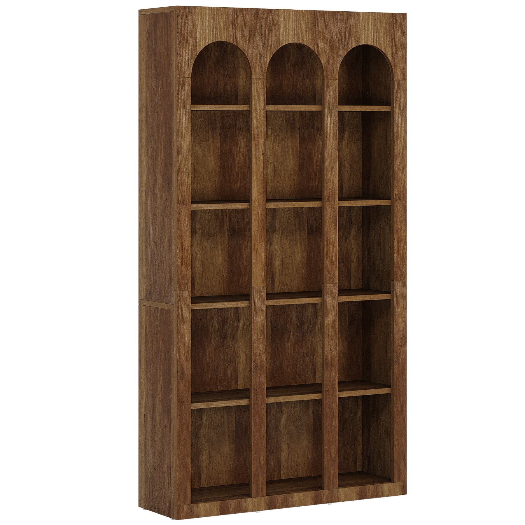 70.8 Wood Bookshelf, 5-Tier Rustic Bookcase Display Storage Shelving Unit