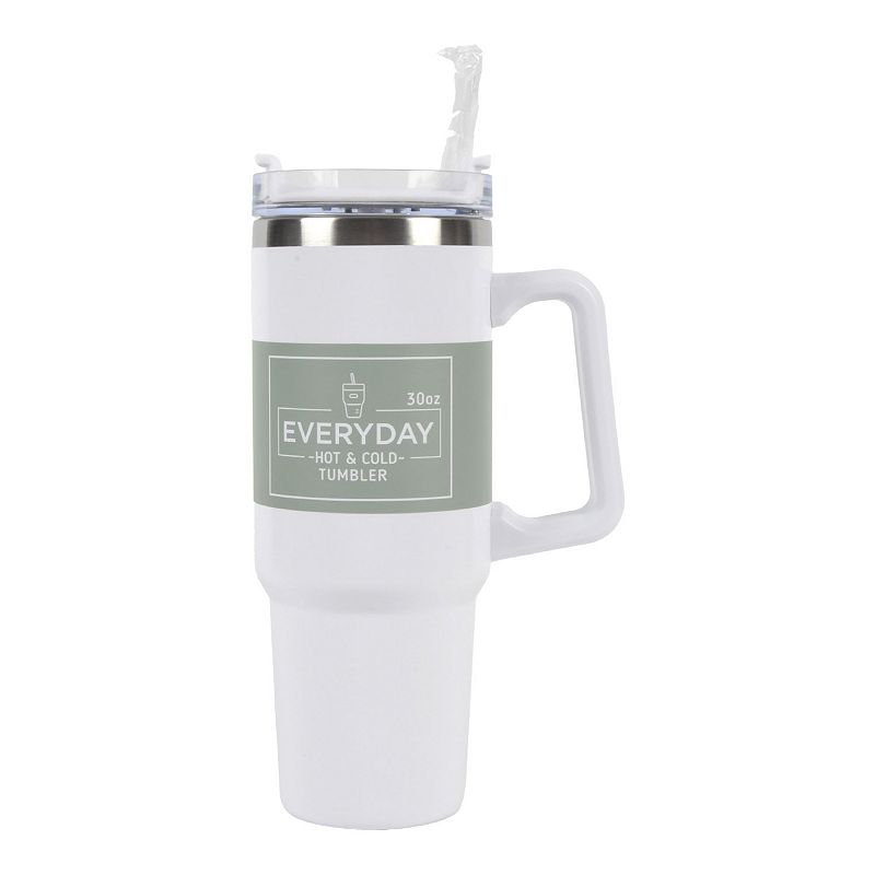 New View Gifts and Accessories Stainless Steel 30-oz. Tumbler with Straw - White