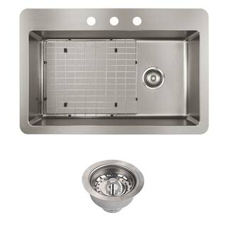 Elkay Avenue Drop-InUndermount Stainless Steel 33 in. Single Bowl Kitchen Sink with Bottom Grid and Drain VBTHD170