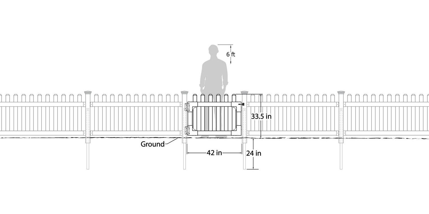 No-Dig Newport Picket Gate with Stainless Steel Hardware (31in x 41in)