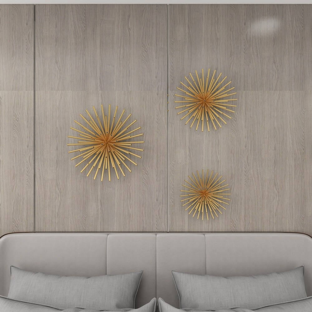 Contemporary Modern Starburst Metal Wall Sculptures Set of 3