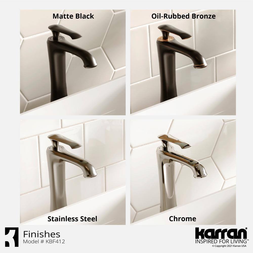 Karran Woodburn Single Handle Single Hole Vessel Bathroom Faucet with Matching Pop-Up Drain in Oil Rubbed Bronze KBF412ORB