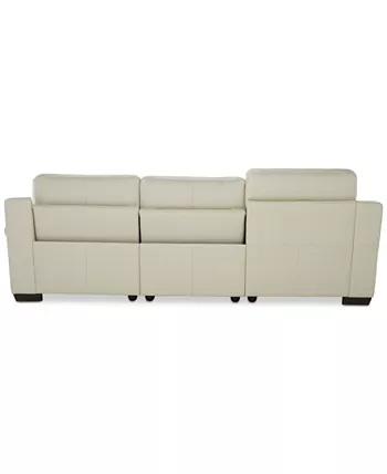 Furniture Julius II 3-Pc. Leather Chaise Sectional Sofa With 2 Power Recliners Power Headrests And USB Power Outlet