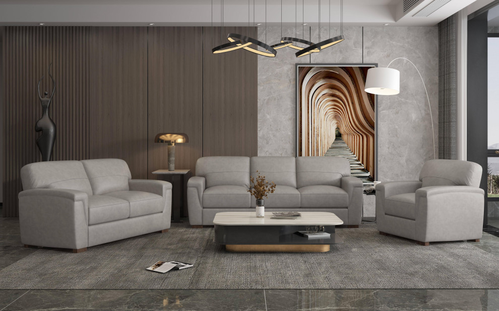 ACME Cornelia Loveseat in Pearl Gray Leather   Contemporary   Loveseats   by Acme Furniture  Houzz