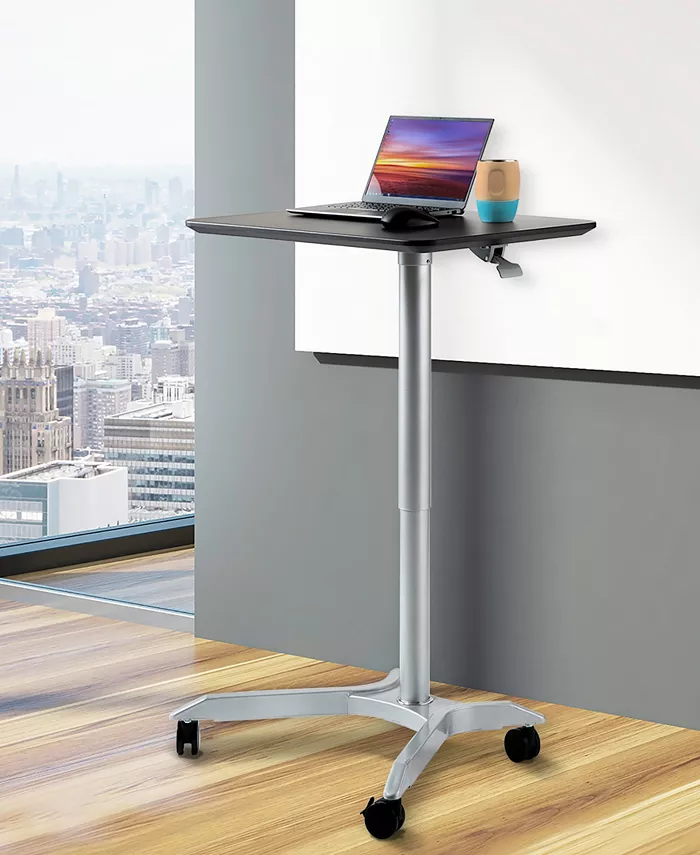 Seville Classics 28 airLIFT XL Pneumatic Height Adjustable Sit-Stand Mobile Laptop Computer Desk Cart