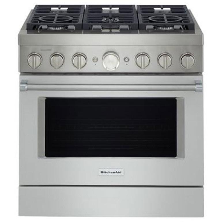 KitchenAid 36-inch Freestanding Gas Range with Even-Heat? True Convection KFGC506JMH