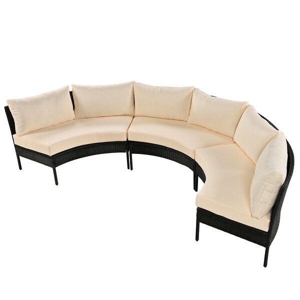 3 Piece Patio Furniture Set，Curved Outdoor Conversation Set，All Weather Sectional Sofa，Beautiful Curved Outdoor Sofa