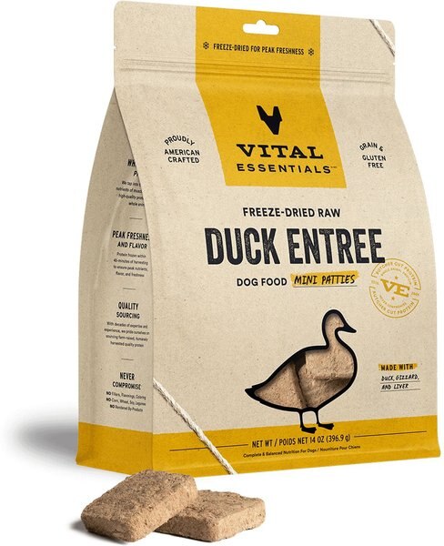 Vital Essentials Duck Dinner Patties Grain-Free Freeze-Dried Dog Food