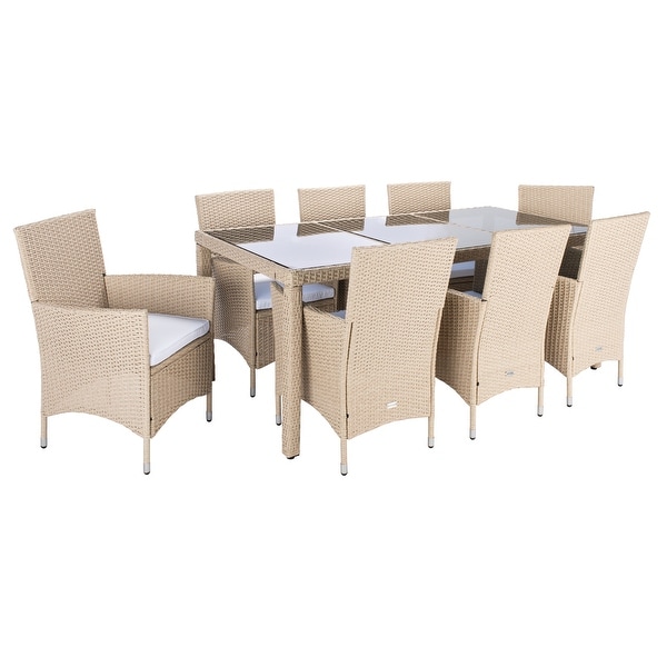 SAFAVIEH Outdoor Hailee 9Piece Wicker Dining Set