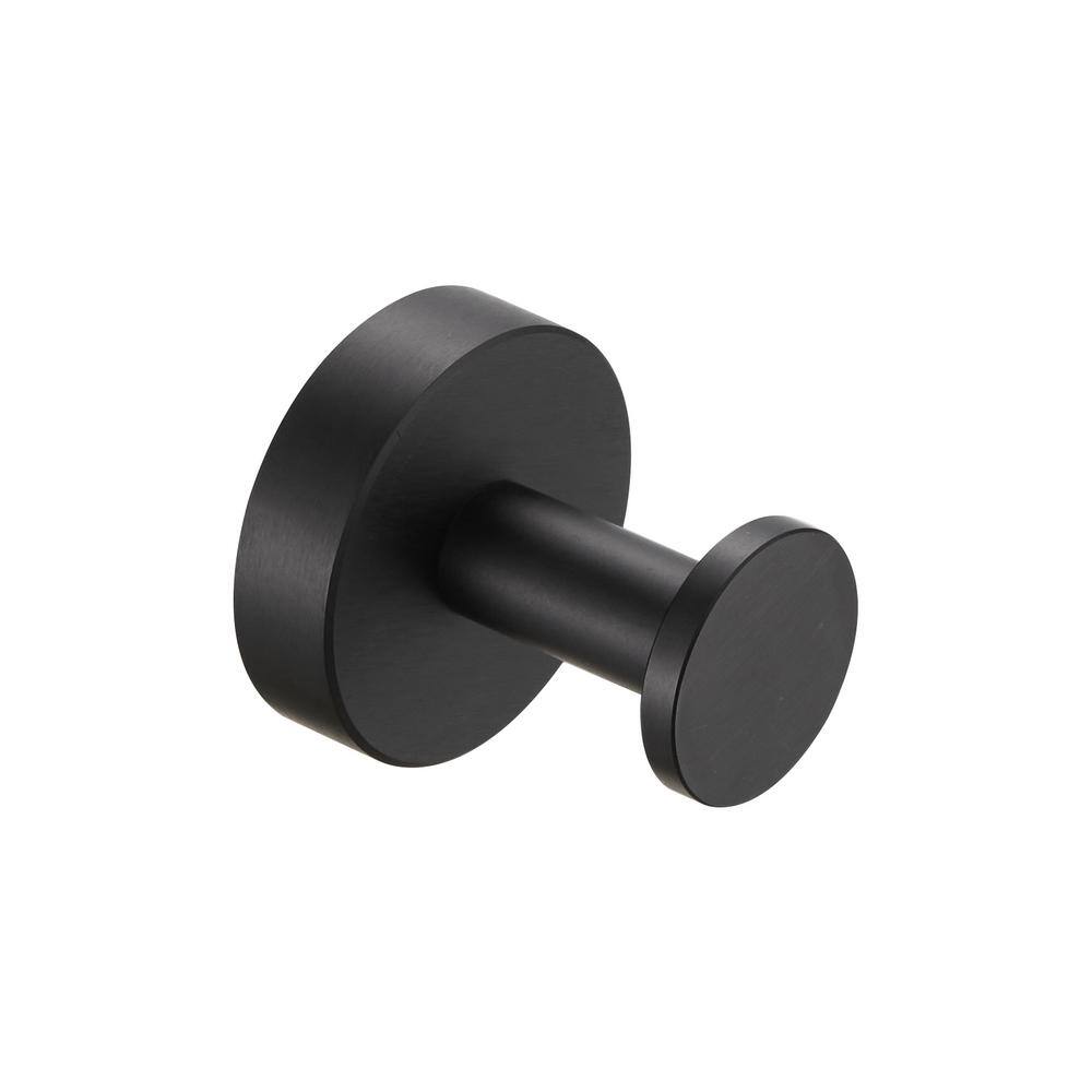 cadeninc Wall-Mounted Round Bathroom Robe Hook and Towel Hook in Black DR-LQYJ-034