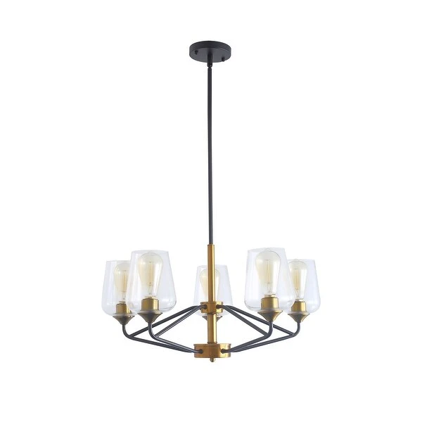 Modern Farmhouse 5-Light Iron Linear Chandelier Glass Shade Lights Shopping - The Best Deals on Chandeliers