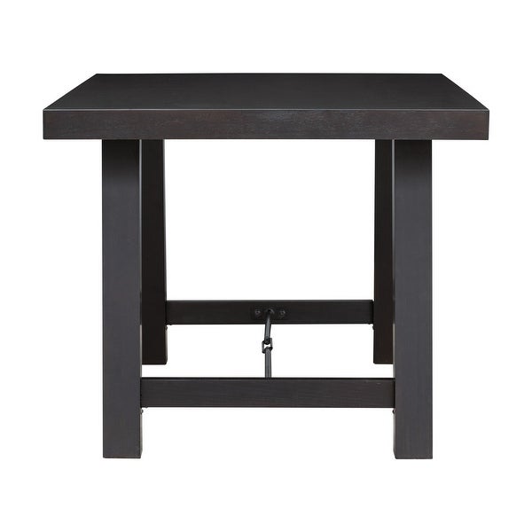 Wood Rectangular Dining Table with Bottom Metal Chain