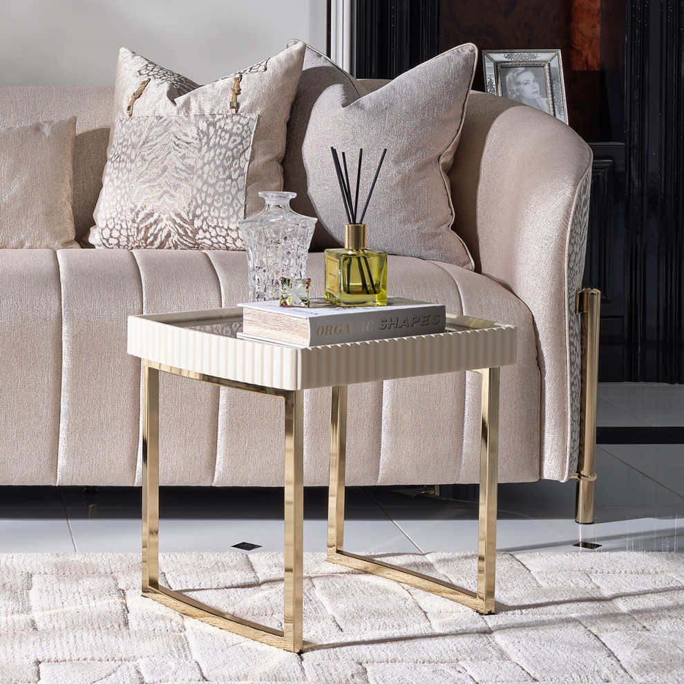 Lisbon Side Table  Silken Matte Cream   Contemporary   Side Tables And End Tables   by Michael Amini  Houzz