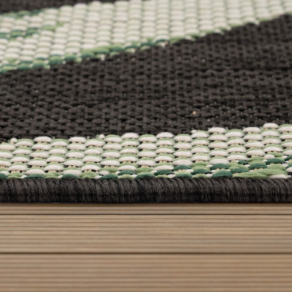 Outdoor Rug with Floral Palm Leaf Design Waterproof