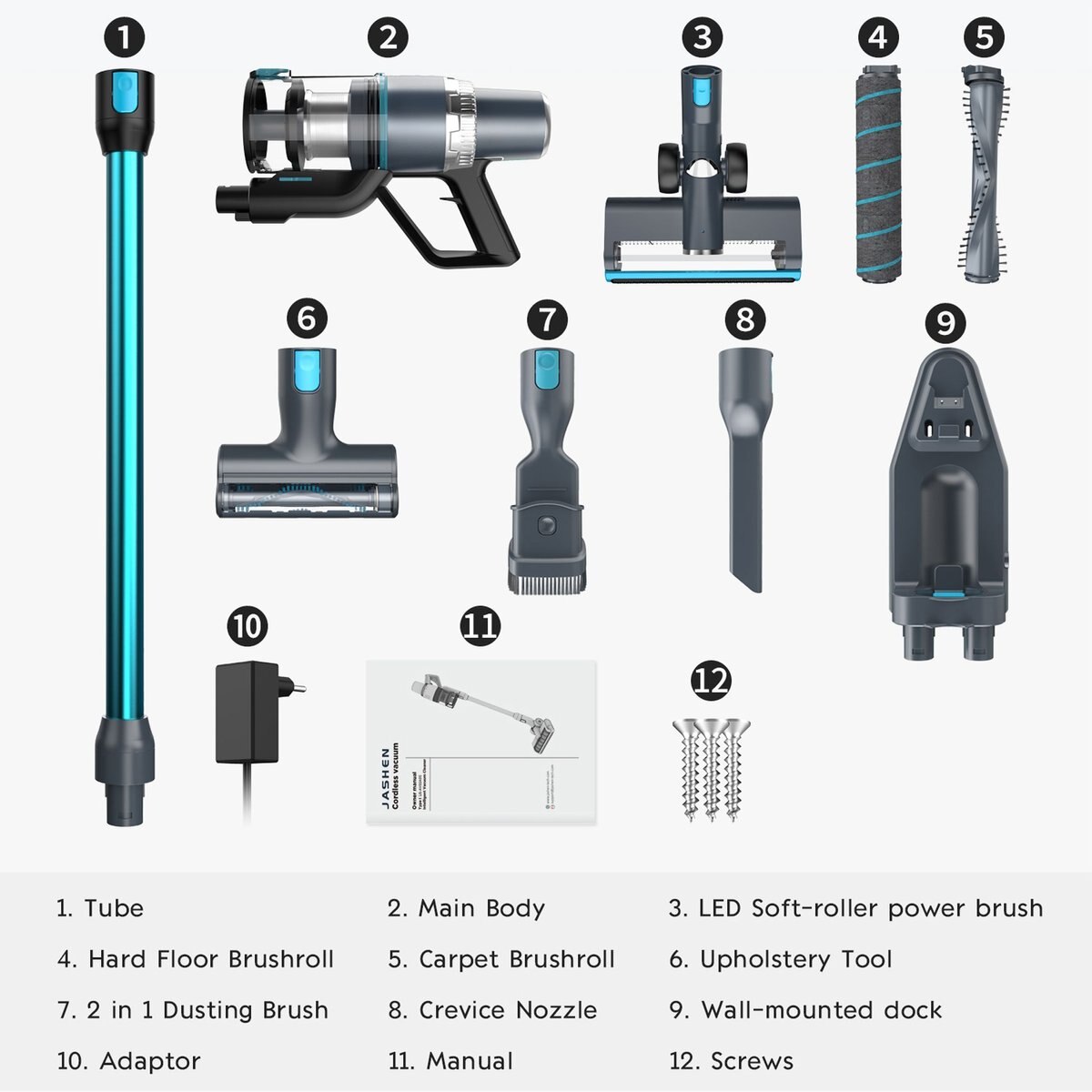 Jashen V18 Cordless w/ Smart Sensor and Pet Brush Dog Vacuum