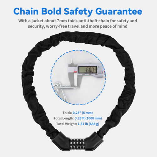 Bike Chain Lock Bike Locks Heavy Duty Anti Theft with 5 Digit Combination Code