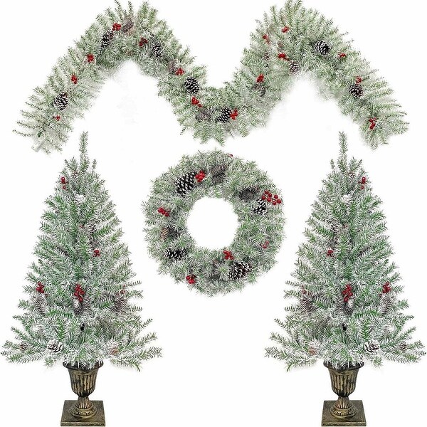 4 PCS PreLit Xmas Tree Artificial Christmas