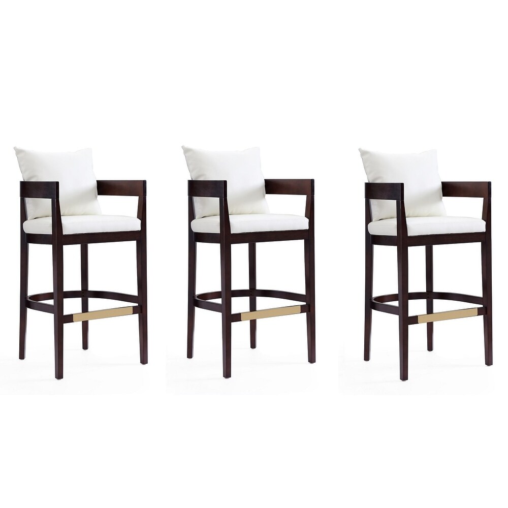 Manhattan Comfort Ritz 38 in. Dark Walnut Beech Wood Barstool (Set of 3)