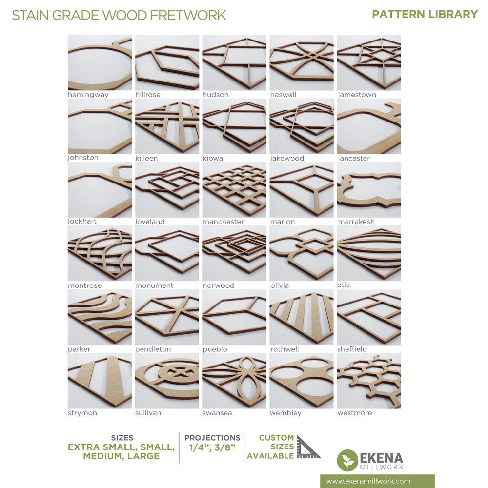 Ekena Millwork 4 78 in. x 7 38 in. x 14 in. Alder Extra Small Westmore Decorative Fretwork Wood Wall Panels (50-Pack) WALW08X08X0250WSTAL-CASE-50