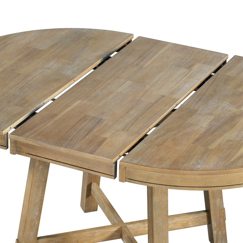 Round Extendable Wood Kitchen Dining Table with 16\