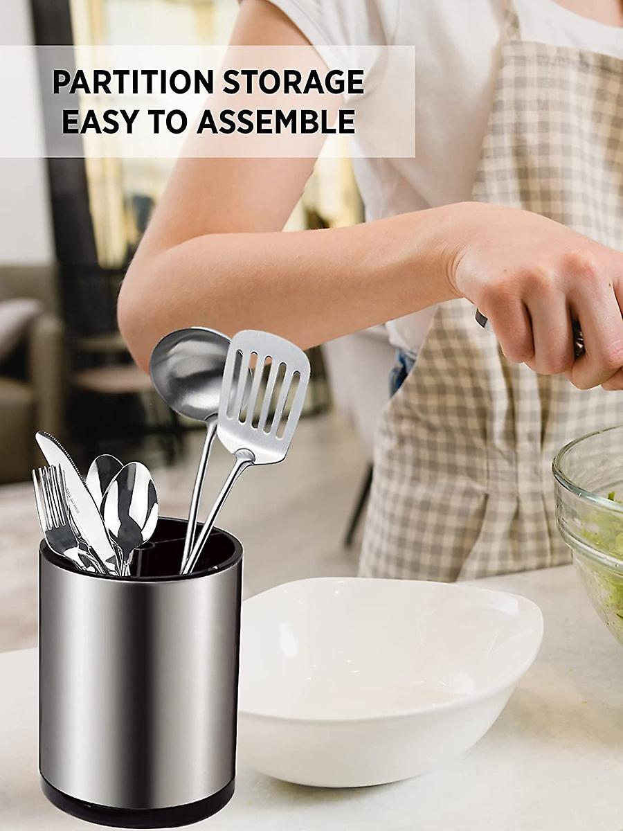 Deluxe Stainless Steel Rotating Utensil Holder