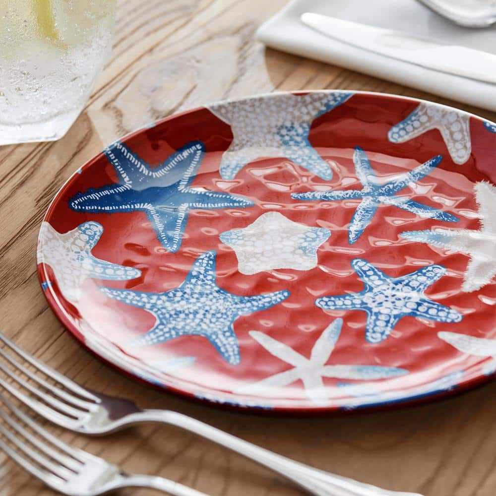 StyleWell Taryn Melamine Accent Plates in Chili Red Starfish (Set of 6) NN0479STA