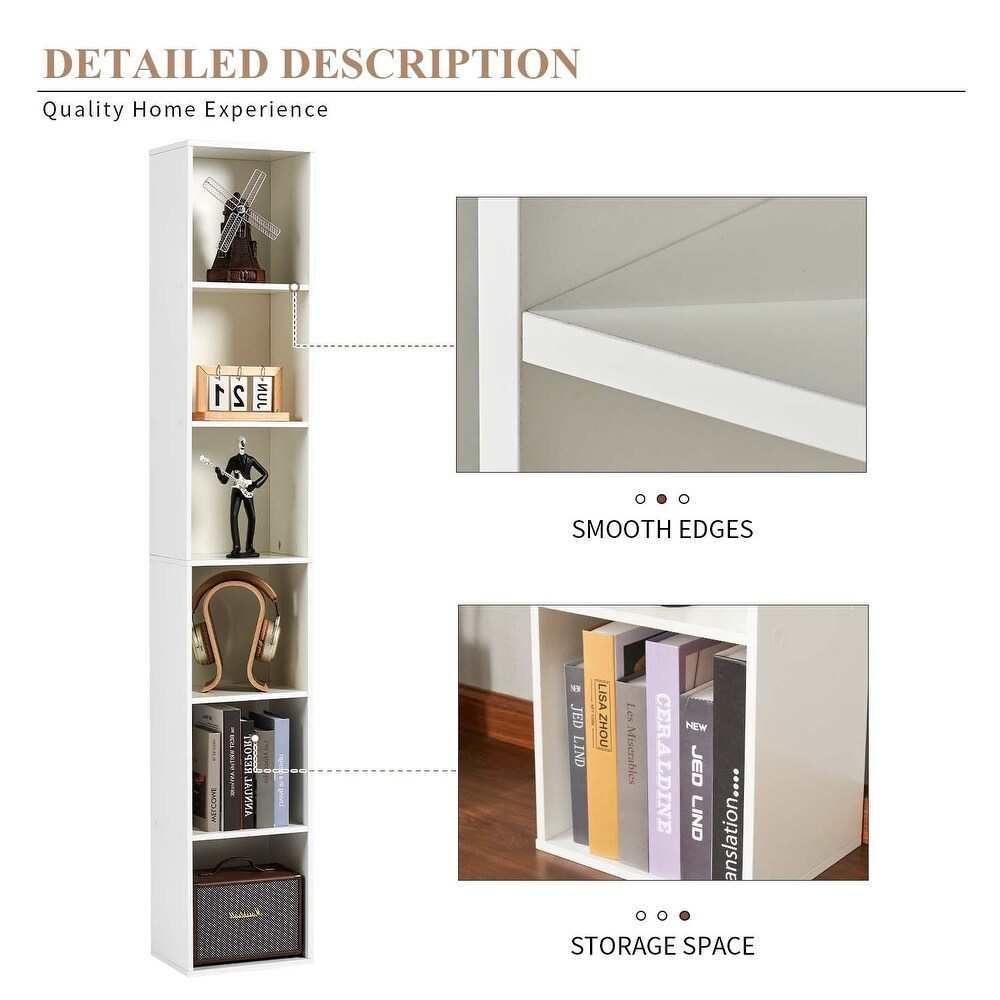 Tall Narrow Bookshelf  6 Tier Cube Display Rack